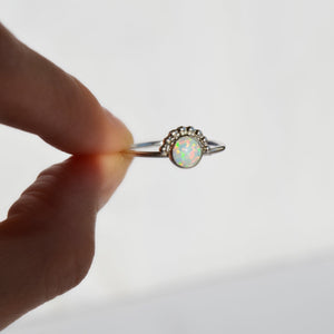 Gold Opal Ring, Silver Opal Ring, Dainty Opal RIng, Opal Solitaire, October Birthstone