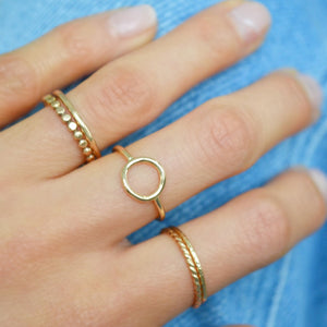 14KT Solid Gold Open Circle Ring, Karma Ring, Sterling Silver, Gold Open Circle Ring, Minimalist Circle Ring