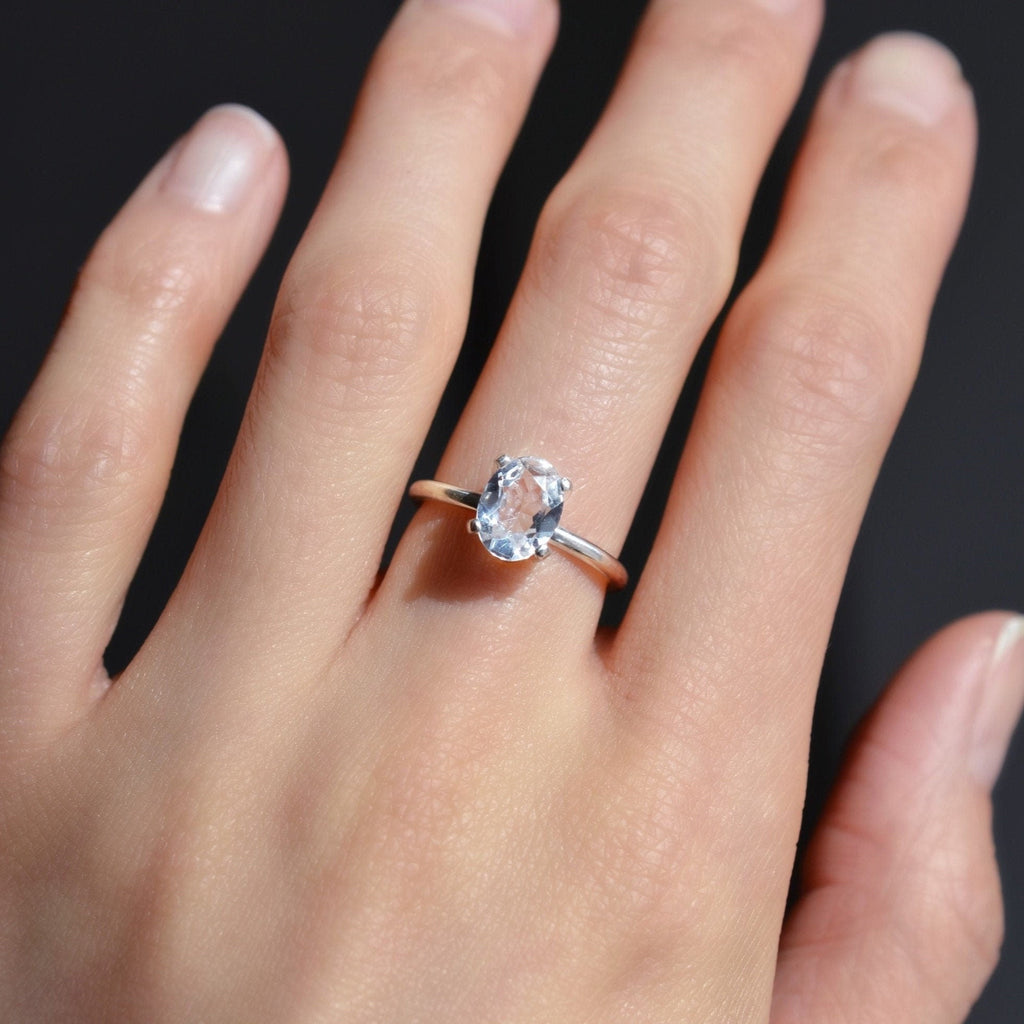 White Sapphire Solitaire Ring – Kite Jewels