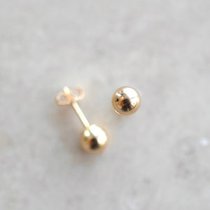 Solid Gold Ball Studs, Tiny Gold Studs, 14KT Gold Ball Studs, 5mm, 3mm, Sphere Studs