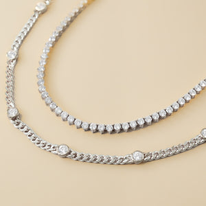 Tennis + Curb Necklace Set