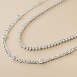 Tennis + Curb Necklace Set - Gold / Silver