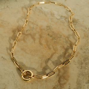 14K Paperclip Chain Charm Necklace