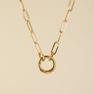 14K Paperclip Chain Charm Necklace
