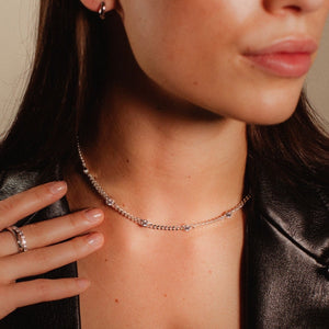 Satellite Curb Chain Necklace - Silver / Gold