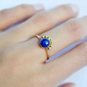 Gold Lapis Lazuli Ring, Dainty Lapis Lazuli RIng, Lapis Lazuli Solitaire Ring
