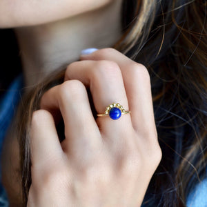 Gold Lapis Lazuli Ring, Dainty Lapis Lazuli RIng, Lapis Lazuli Solitaire Ring