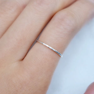 14KT Solid Gold Ring, Sterling Silver Ring, Thin Stacking Ring, Delicate Ring, Hammered Ring, Threadbare Ring