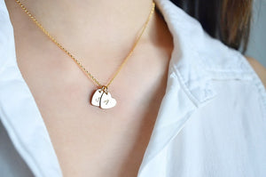 Initial Heart Necklace, Personalized Heart Necklace, Tiny Heart Necklace, Valentines Day Gift