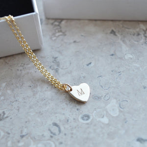 Initial Heart Necklace, Personalized Heart Necklace, Tiny Heart Necklace, Valentines Day Gift