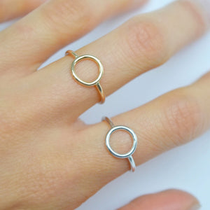 14KT Solid Gold Open Circle Ring, Karma Ring, Sterling Silver, Gold Open Circle Ring, Minimalist Circle Ring