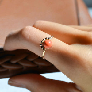 Gold Coral Ring, Dainty Coral Ring, 14KT Gold Fill Coral Ring