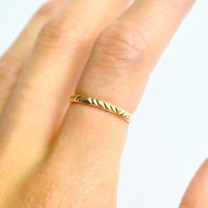 Gold Stacking Ring, Textured Gold Band, 14KT Gold Ring