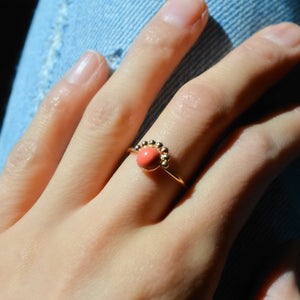 Gold Coral Ring, Dainty Coral Ring, 14KT Gold Fill Coral Ring