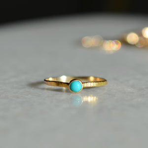 Turquoise Ring, Solid Gold Turquoise Ring, Dainty Gold Turquoise Ring, Gold Stacking Ring
