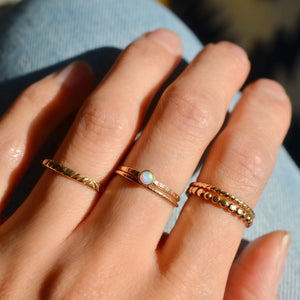 Opal Ring, Solid Gold Opal Ring, Dainty Gold Opal Ring, Gold Stacking Ring