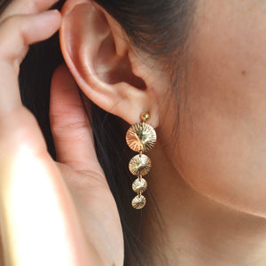 Gold Drops Earrings, Gold Disc Earrings, Sun Earrings, Theia Earrings