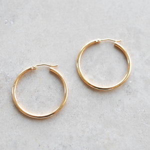 Solid Gold Hoop Earrings, 14KT Gold Hoops, Large Gold Hoop Earrings