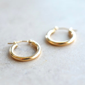 Solid Gold Hoop Earrings, Medium Gold Hoop Earrings, 14KT Gold Hoops